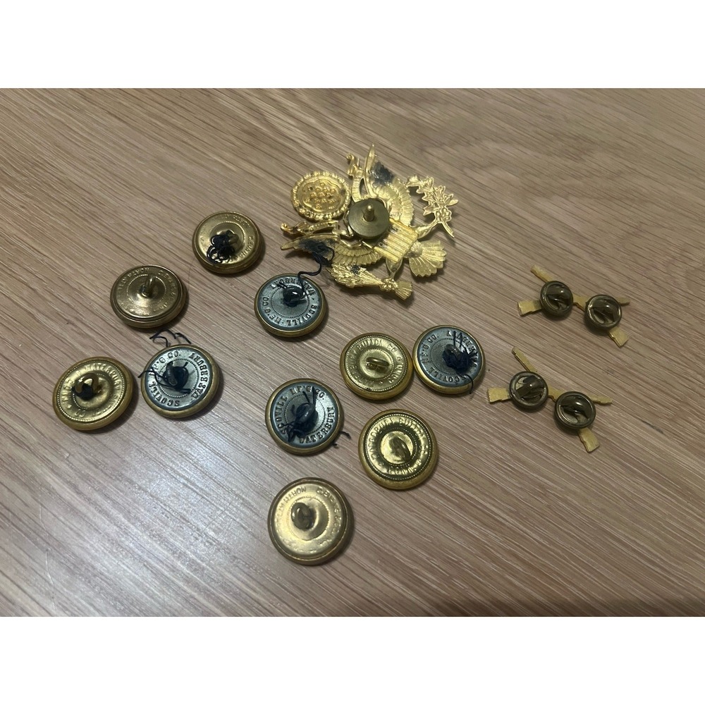Waterbury US Army Uniform Button Collection Eagle Rifles Cap Military Lot - Picture 6 of 13